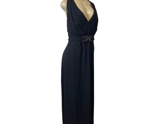 City Chic Elegant Black V-neckline with Sparkle Beading Maxi Dress Sz L