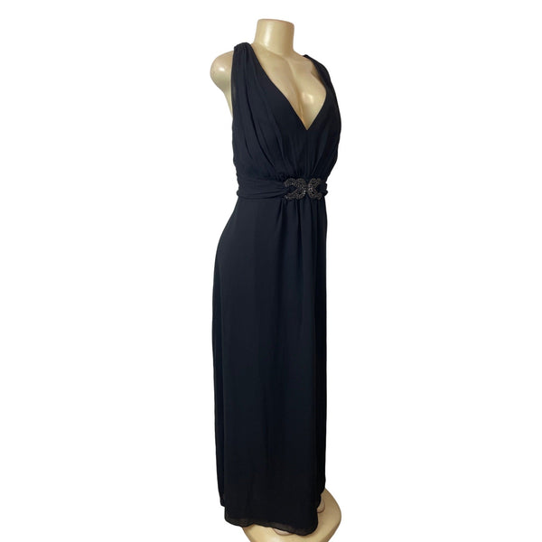 City Chic Elegant Black V-neckline with Sparkle Beading Maxi Dress Sz L
