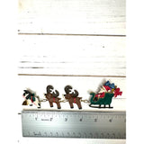 Santa with Reindeers and a Cow Brooch Pin - 6in long