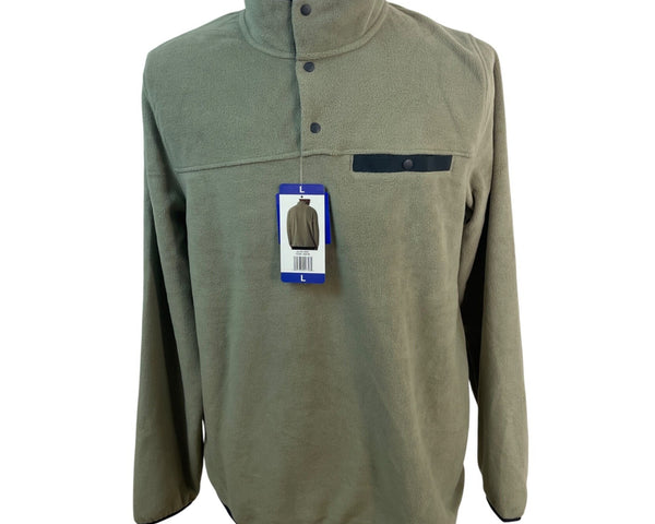 Men 32 Degrees Heat Olive Green Fleece Pullover Long Sleeve Size L - New