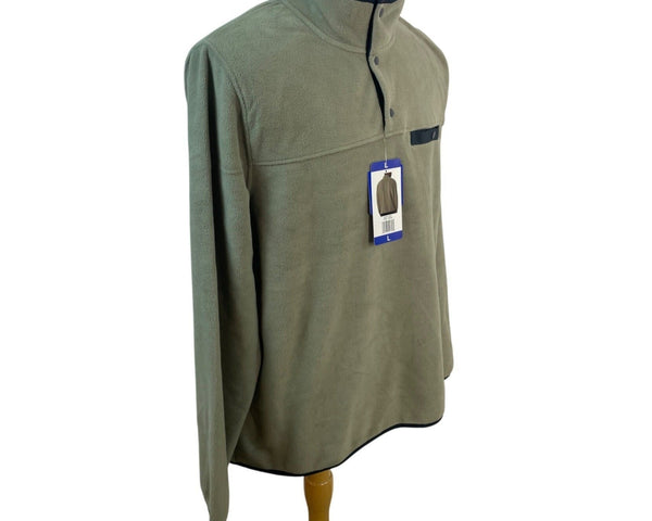Men 32 Degrees Heat Olive Green Fleece Pullover Long Sleeve Size L - New