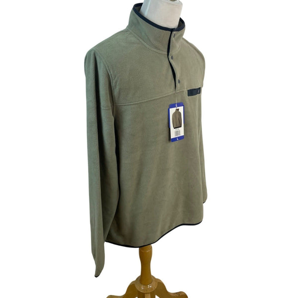 Men 32 Degrees Heat Olive Green Fleece Pullover Long Sleeve Size L - New