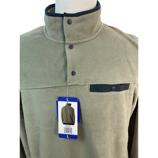 Men 32 Degrees Heat Olive Green Fleece Pullover Long Sleeve Size L - New