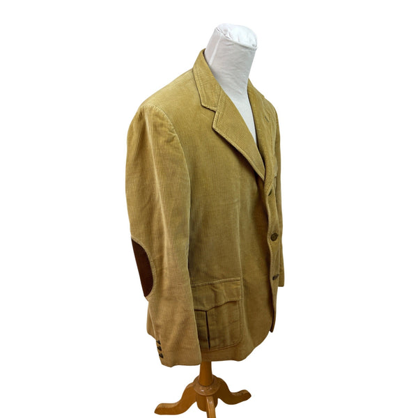 Eddie Bauer Mens Tan Blazer Jacket W/ Elbow Patches & Pockets