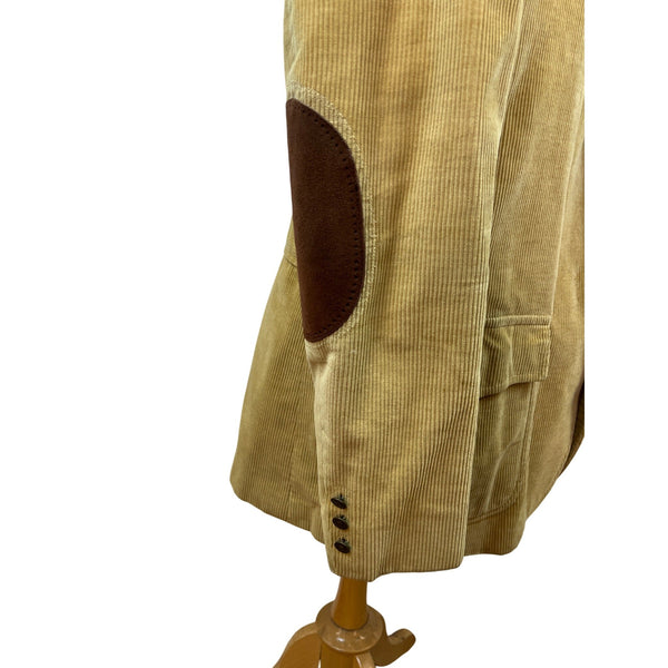 Eddie Bauer Mens Tan Blazer Jacket W/ Elbow Patches & Pockets