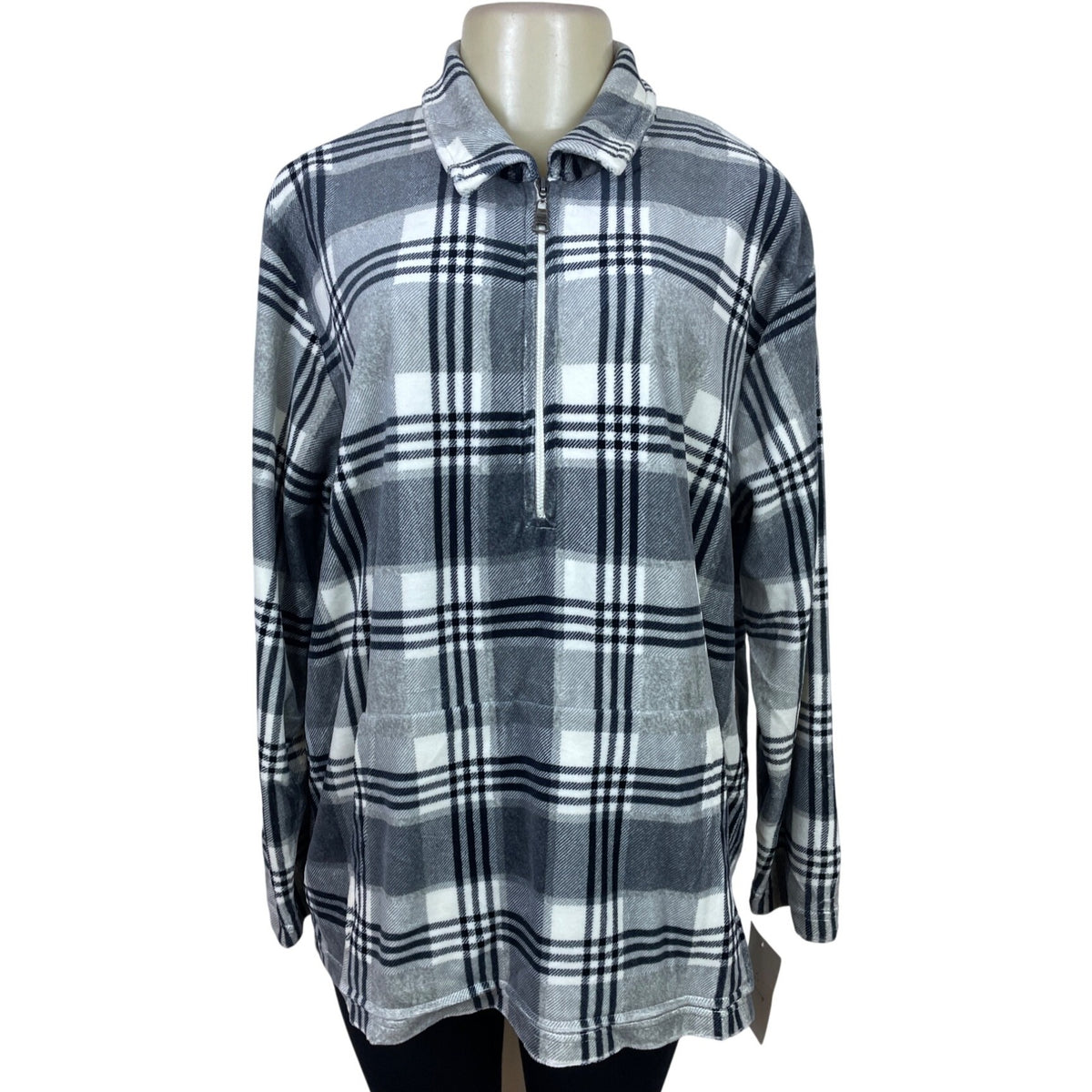 Liz Claiborne Women’s Gray/White Plaid Pullover Size L