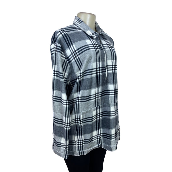 Liz Claiborne Women’s Gray/White Plaid Pullover Size L