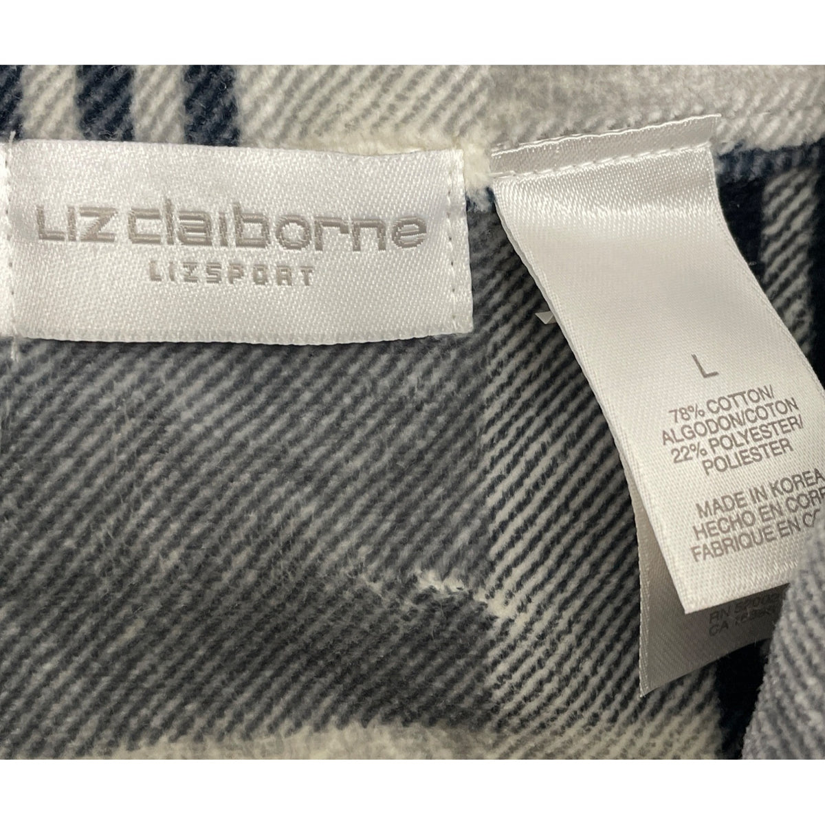 Liz Claiborne Women’s Gray/White Plaid Pullover Size L