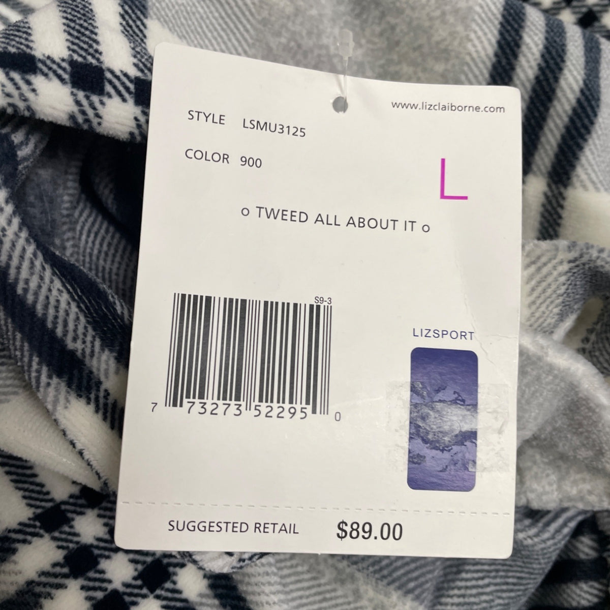 Liz Claiborne Women’s Gray/White Plaid Pullover Size L