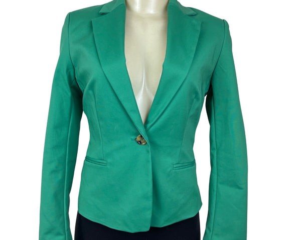 MNG Women’s Emerald Green Blazer With Single-Button Closure Sz 2 - New