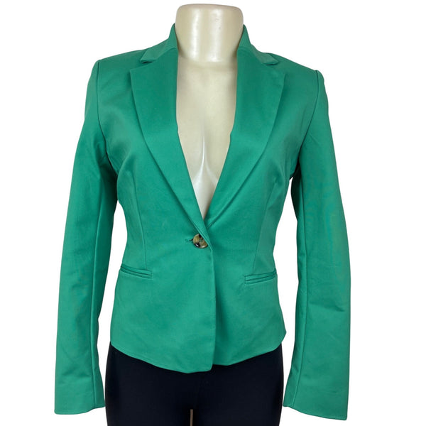 MNG Women’s Emerald Green Blazer With Single-Button Closure Sz 2 - New