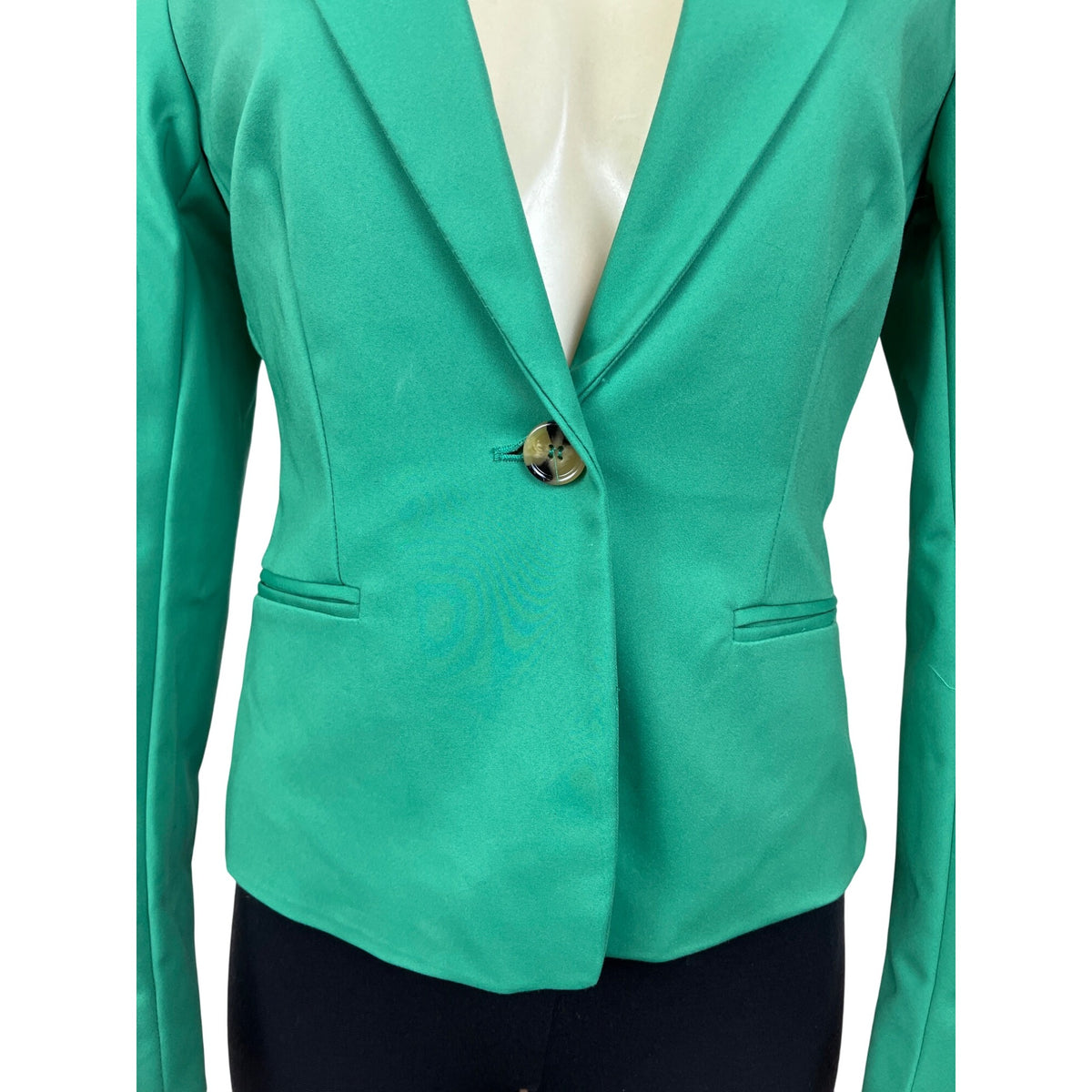 MNG Women’s Emerald Green Blazer With Single-Button Closure Sz 2 - New