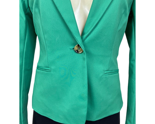 MNG Women’s Emerald Green Blazer With Single-Button Closure Sz 2 - New