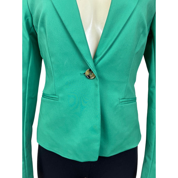 MNG Women’s Emerald Green Blazer With Single-Button Closure Sz 2 - New