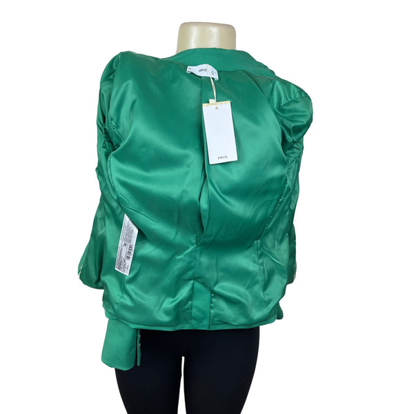 MNG Women’s Emerald Green Blazer With Single-Button Closure Sz 2 - New