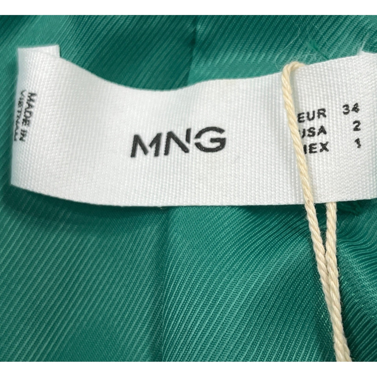 MNG Women’s Emerald Green Blazer With Single-Button Closure Sz 2 - New