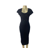 Carole Little Women's Black Shift Dress with Decorative Beads Sz S
