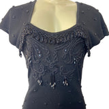 Carole Little Women's Black Shift Dress with Decorative Beads Sz S
