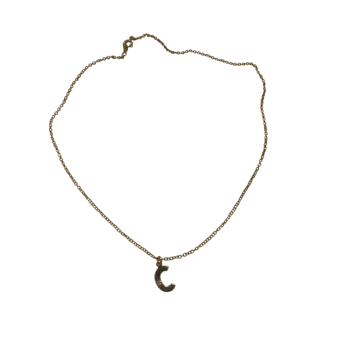 Gold Womens Crescent Moon Pendant Necklace 18" Delicate Chain