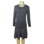 Marble Womens Gray Long-Sleeve Knit Dress With Drop-Waist & Button Accents Sz S