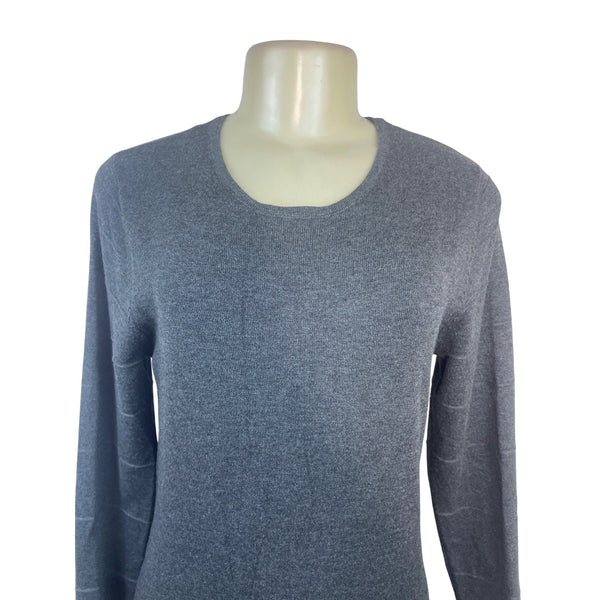 Marble Womens Gray Long-Sleeve Knit Dress With Drop-Waist & Button Accents Sz S