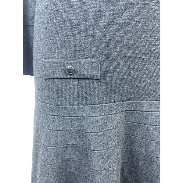 Marble Womens Gray Long-Sleeve Knit Dress With Drop-Waist & Button Accents Sz S
