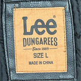 Lee Dungarees Black Faux Leather Inner pockets Hooded Mens Jacket Sz - L