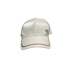 Shiny White Baseball Cap With Gold 