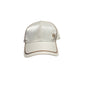 Shiny White Baseball Cap With Gold "M" Logo & Trim Detail 100% Cotton Adjustable Strap