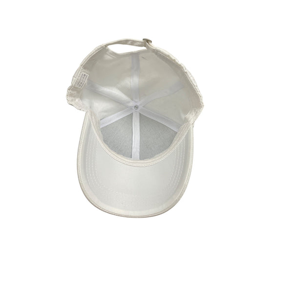 Shiny White Baseball Cap With Gold "M" Logo & Trim Detail 100% Cotton Adjustable Strap