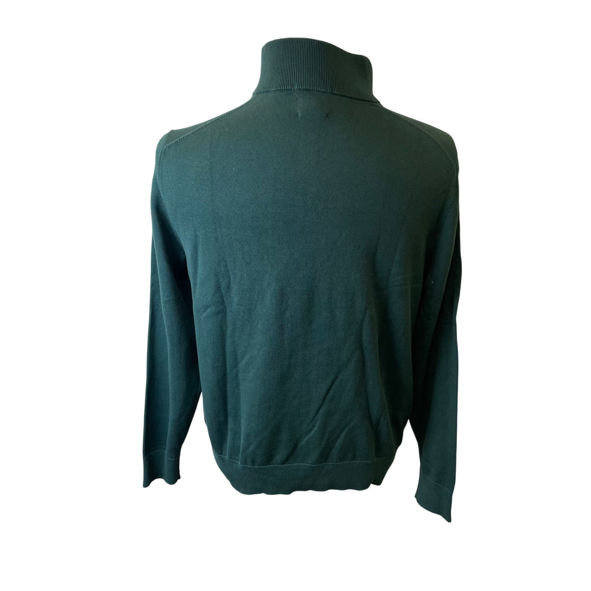 Lands End Mens Green Cotton Quarter Zip Pullover Sweater Sz Medium - New