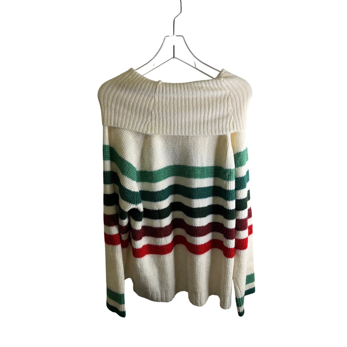 Lou & Grey Womens White Multicolor Striped Acrylic Blend Knit Sweater Size XL