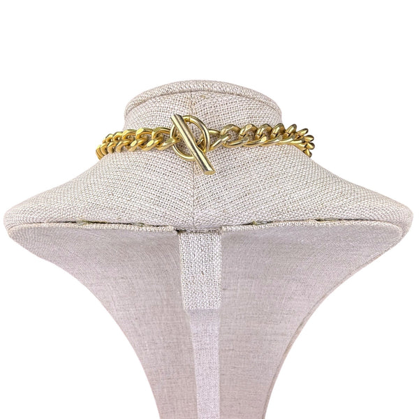 Vintage Gold Tone Coin Medallion Necklace Women Chain Alloy Statement Toggle Design