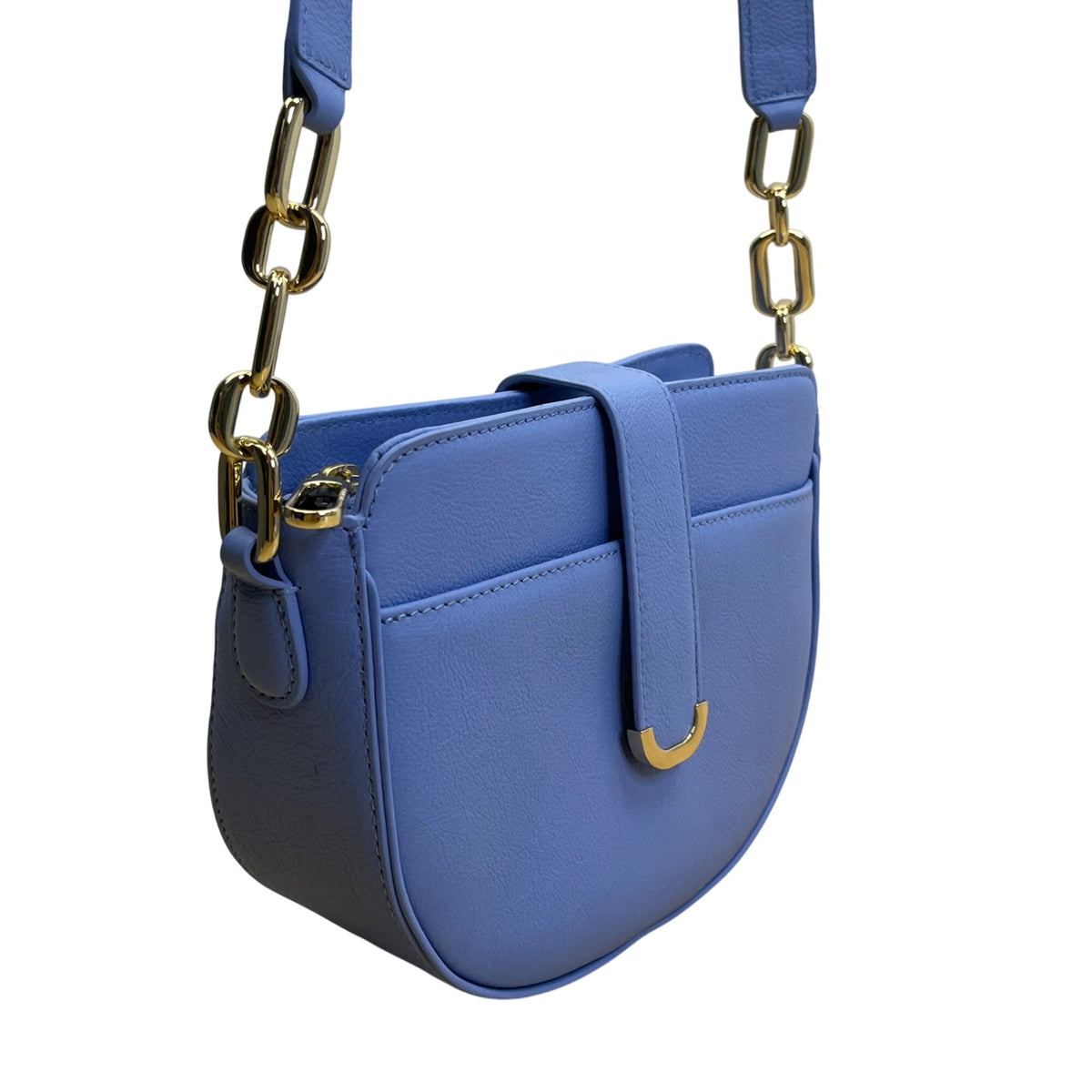 Talbots Blue Nappa Leather Gold Chain Strap Havana Crossbody Bag Size M