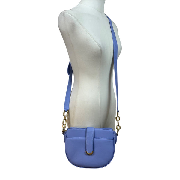 Talbots Blue Nappa Leather Gold Chain Strap Havana Crossbody Bag Size M