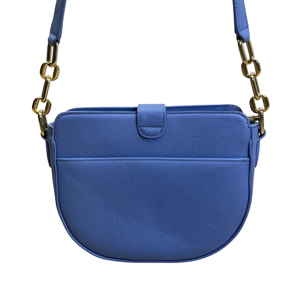 Talbots Blue Nappa Leather Gold Chain Strap Havana Crossbody Bag Size M