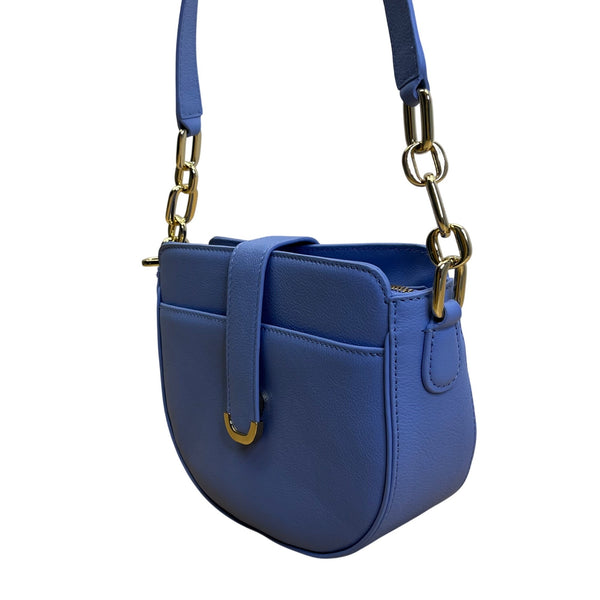 Talbots Blue Nappa Leather Gold Chain Strap Havana Crossbody Bag Size M