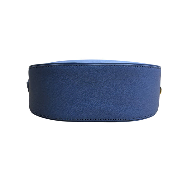 Talbots Blue Nappa Leather Gold Chain Strap Havana Crossbody Bag Size M