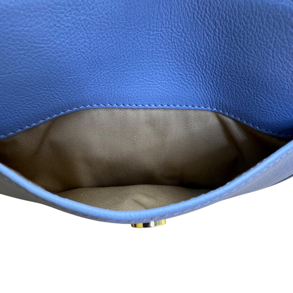 Talbots Blue Nappa Leather Gold Chain Strap Havana Crossbody Bag Size M