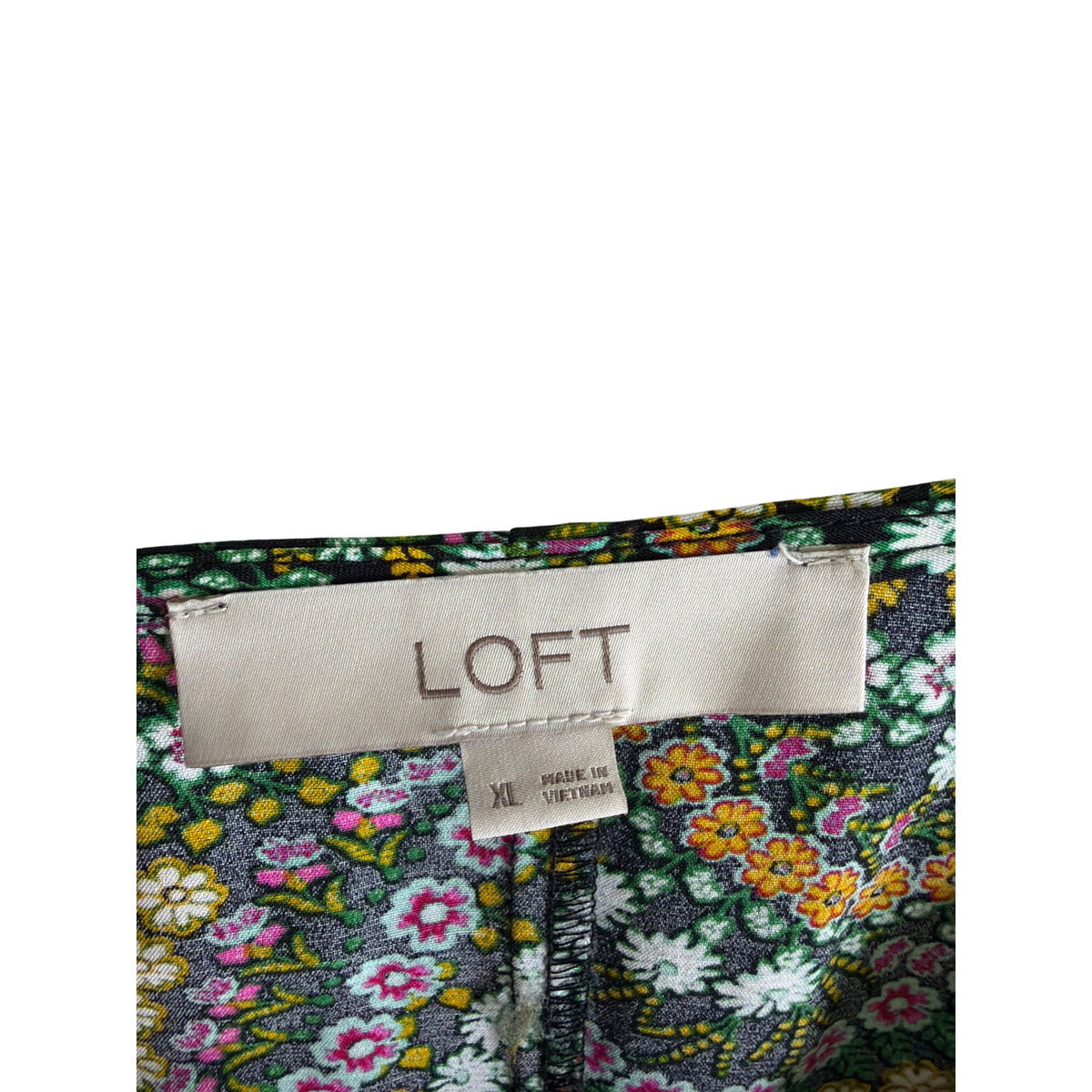 Loft Womens Multicolor Floral Belted Scoop Neck Dress XL