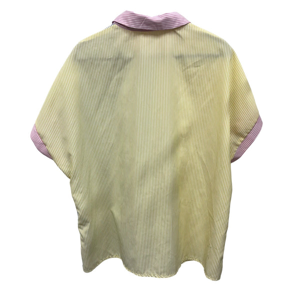 Shein Curve Womens Multi-Color Striped Button-Up Collared Blouse 1XL Polyester