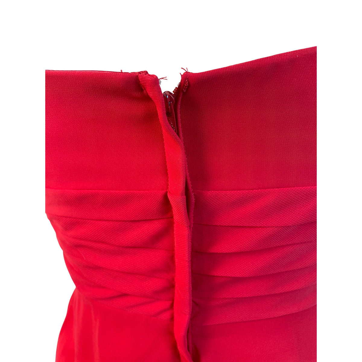 Izidress Red Halter Neck Midi Dress With Ruched Bodice & Flowing Skirt