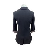 IZ Byer Black 3/4 Sleeve Blazer With Striped Cuffs Womens Size X-Small