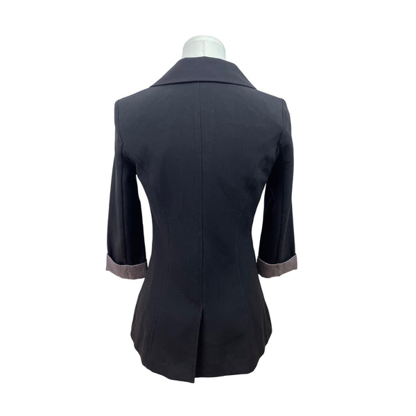 IZ Byer Black 3/4 Sleeve Blazer With Striped Cuffs Womens Size X-Small