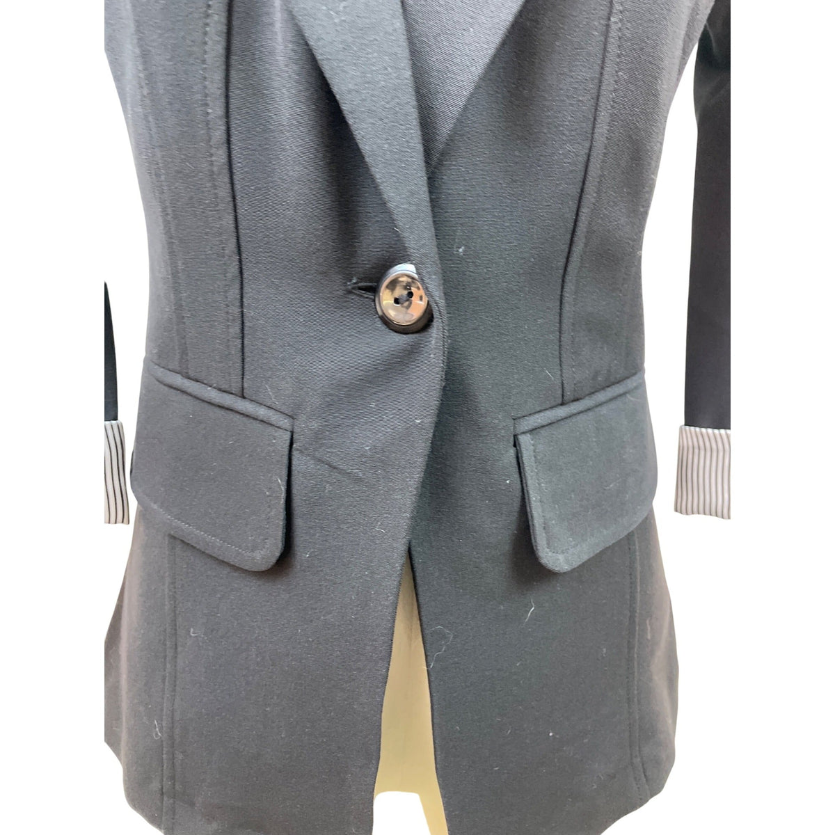 IZ Byer Black 3/4 Sleeve Blazer With Striped Cuffs Womens Size X-Small