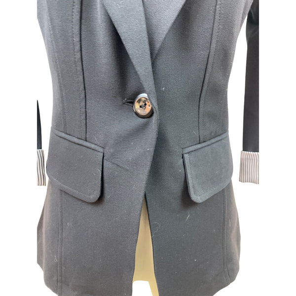 IZ Byer Black 3/4 Sleeve Blazer With Striped Cuffs Womens Size X-Small
