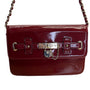 Anne Klein Red Patent Faux Leather Gold Lock Accent Chain Strap Shoulder Bag