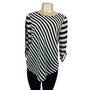 BCBGMaxAzria Womens Black & White Striped Silk Open-Back Blouse Size S