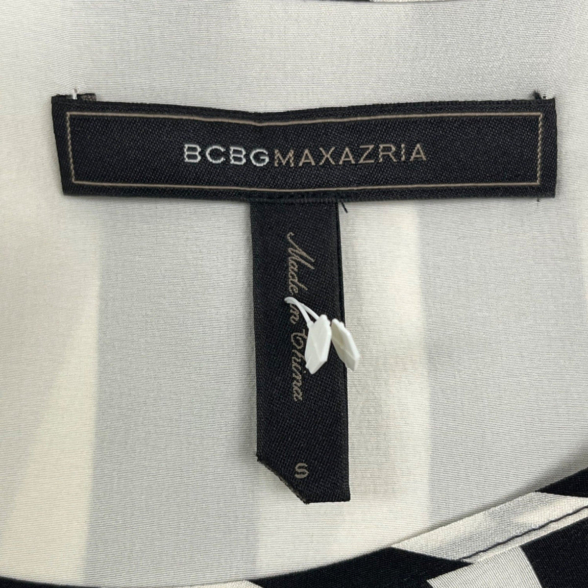 BCBGMaxAzria Womens Black & White Striped Silk Open-Back Blouse Size S