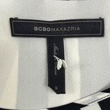 BCBGMaxAzria Womens Black & White Striped Silk Open-Back Blouse Size S